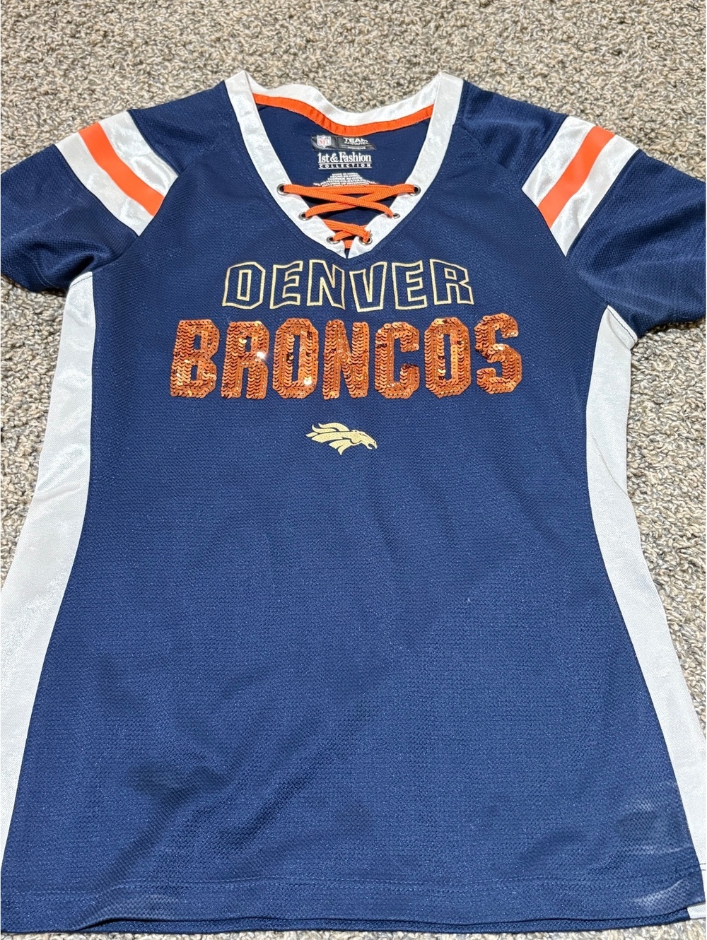 Denver Broncos Women's NFL Team Apparel Lace-Up T-Shirt